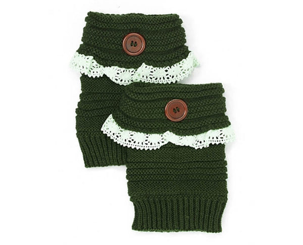 A066-KNIT BOOT CUFFS W/ LACE (1 PAIR)