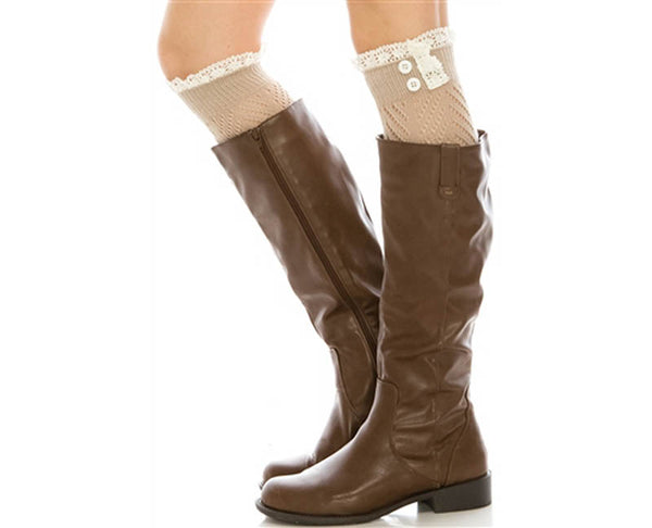 A058-KNIT BOOT CUFFS W/ LIGHTWEIGHT LACE (1 PAIR)