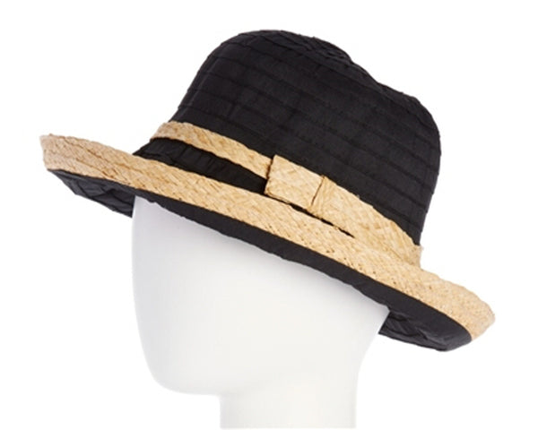 A417-UPF 50+ RIBBON SUN HATS WITH RAFFIA TRIM