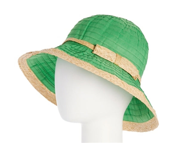 A417-UPF 50+ RIBBON SUN HATS WITH RAFFIA TRIM