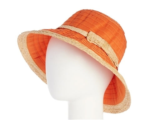 A417-UPF 50+ RIBBON SUN HATS WITH RAFFIA TRIM