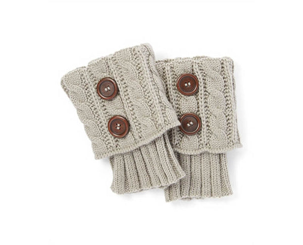 A054-CABLE KNIT BUTTON BOOT CUFFS (1 PAIR)