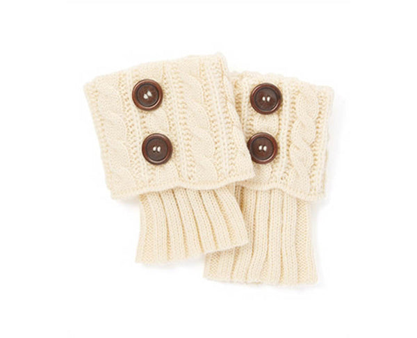 A054-CABLE KNIT BUTTON BOOT CUFFS (1 PAIR)