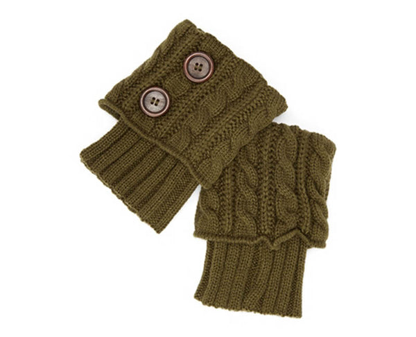 A054-CABLE KNIT BUTTON BOOT CUFFS (1 PAIR)