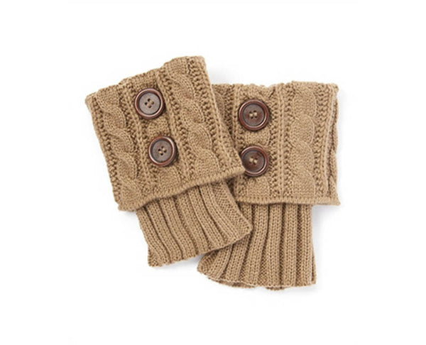 A054-CABLE KNIT BUTTON BOOT CUFFS (1 PAIR)