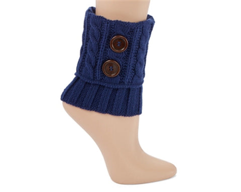 A054-CABLE KNIT BUTTON BOOT CUFFS (1 PAIR)