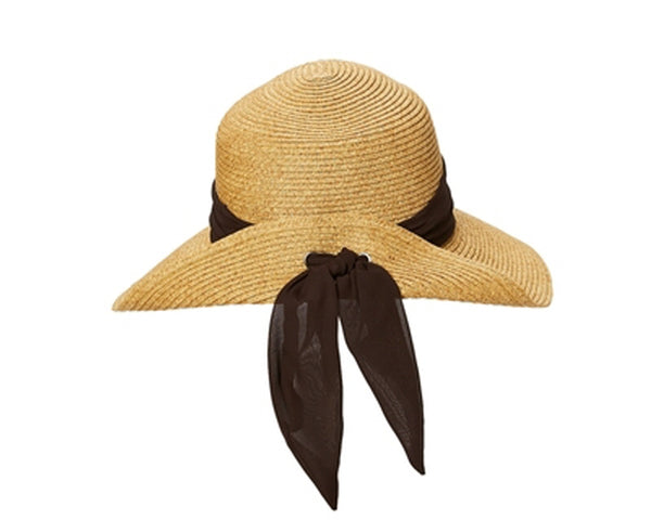 A293-LAMPSHADE SUN HAT WITH TIE-BACK SASH