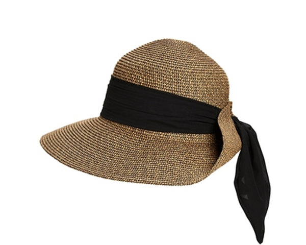 A293-LAMPSHADE SUN HAT WITH TIE-BACK SASH