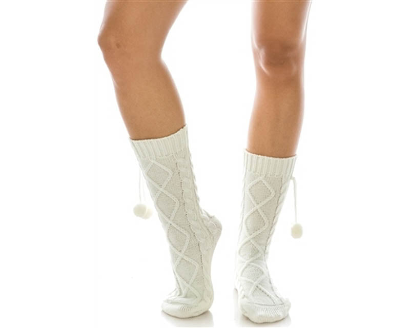 A053-POM POM KNIT BOOT SOCKS