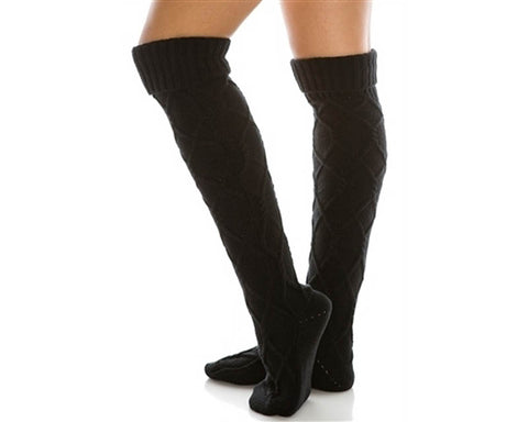 A052-LONG DIAMOND KNIT BOOT SOCKS