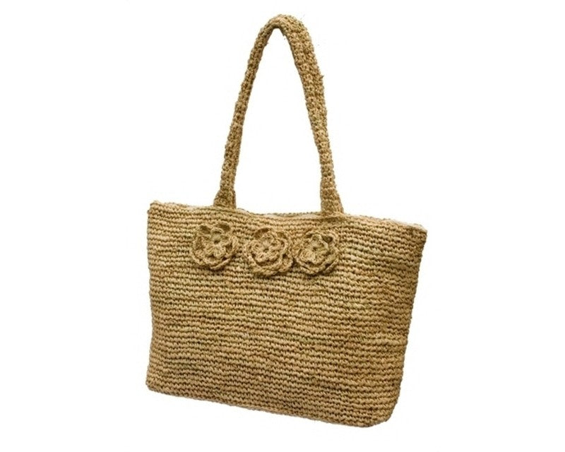 A910-HANDWOVEN RAFFIA STRAW BEACH TOTE BAG