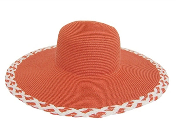 A250-SUN HAT IN POP COLORS W/ WOVEN EDGE