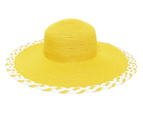 A250-SUN HAT IN POP COLORS W/ WOVEN EDGE