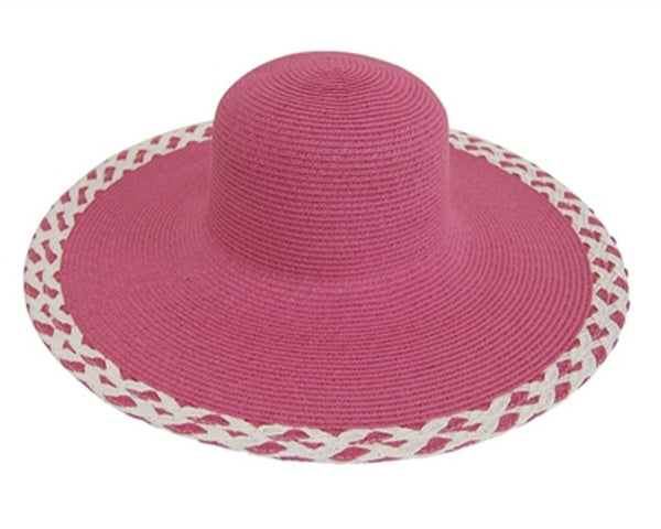 A250-SUN HAT IN POP COLORS W/ WOVEN EDGE