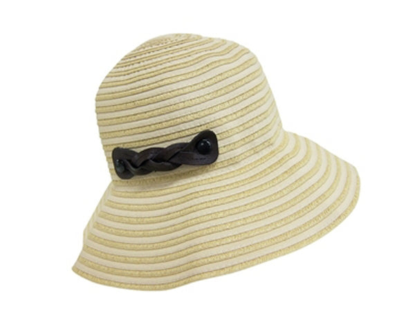 A361-PACKABLE RIBBON SUN HAT WITH SNAP