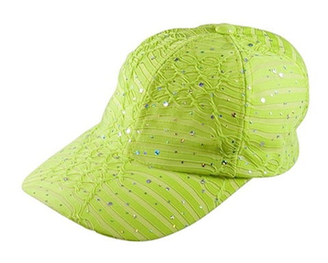 A684-PATTERNED SEQUIN BASEBALL CAP