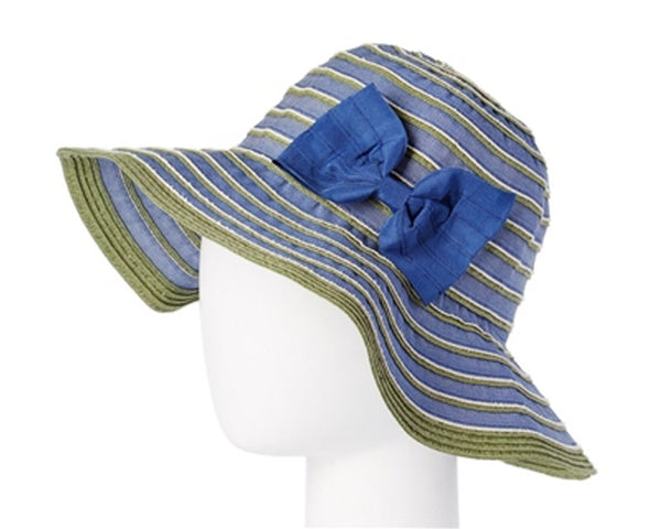 A645-PACKABLE RIBBON SUN HAT WITH BOW SNAP