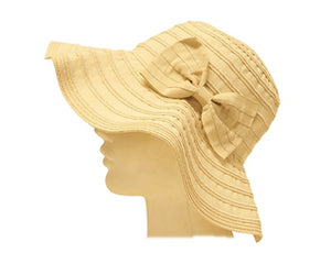 A645-PACKABLE RIBBON SUN HAT WITH BOW SNAP