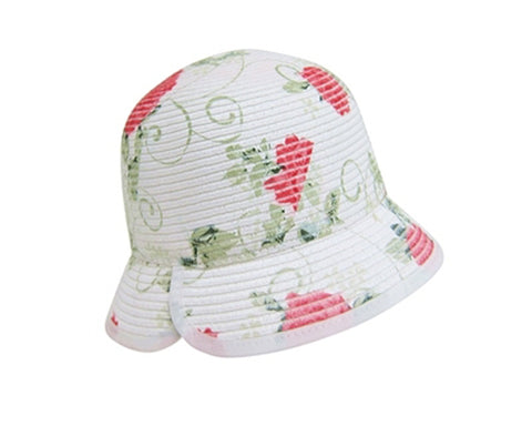 A470-RIBBON CLOCHE HAT WITH FLOWER PRINT