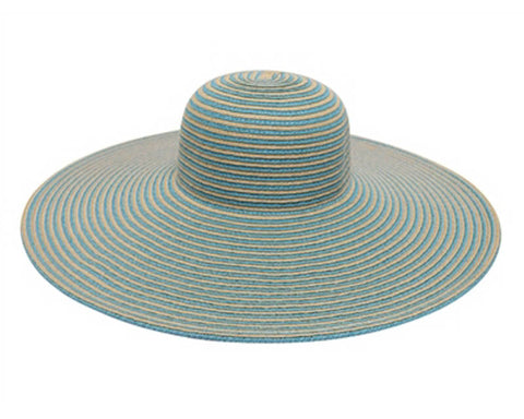 A308-EXTRA-WIDE BRIM STRIPED STRAW SUN HAT