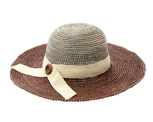 A278-2 TONE RAFFIA CROCHET SUN HAT