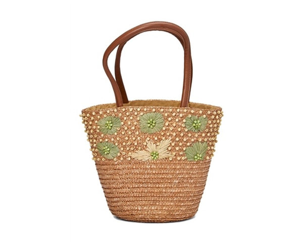 A922-STRAW BASKET WITH BEADS