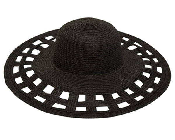 A277-WIDE BRIM SUN HAT - SQUARE CUTOUTS