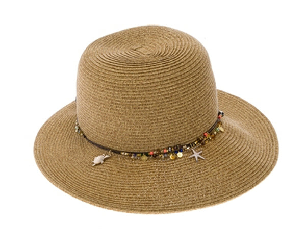 A647-LAMPSHADE HAT W/ CHARMS BAND