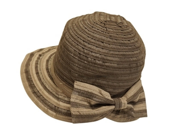 A420-KID'S ASYMMETRICAL STRIPED RIBBON CLOCHE