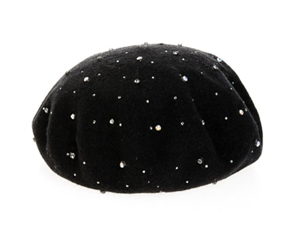 A196-RHINESTONES WOOL BERET