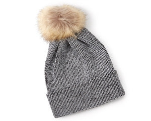 A095-FUR POM LUREX BEANIE