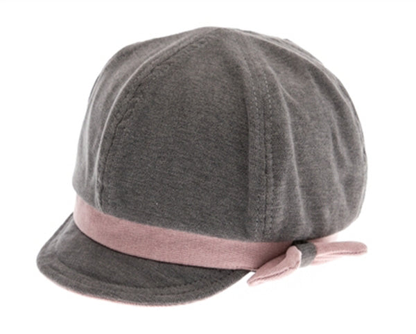 A147- KID'S 2-TONE CABBIE CAP W/ BOW