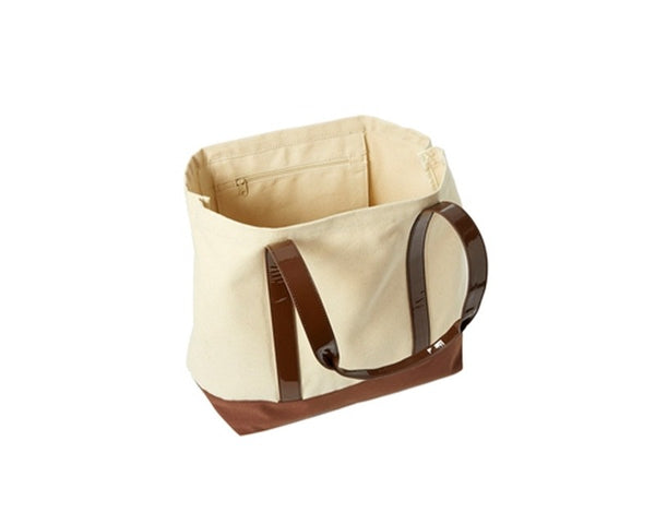 A944-CANVAS & PATENT VINYL TOTE