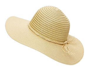 A316-STRAW FLOPPY HAT W/ METALLIC STRIPES