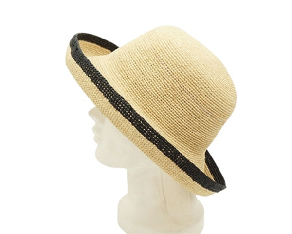 A486-ULTRAFINE CROCHET RAFFIA TURN UP HAT