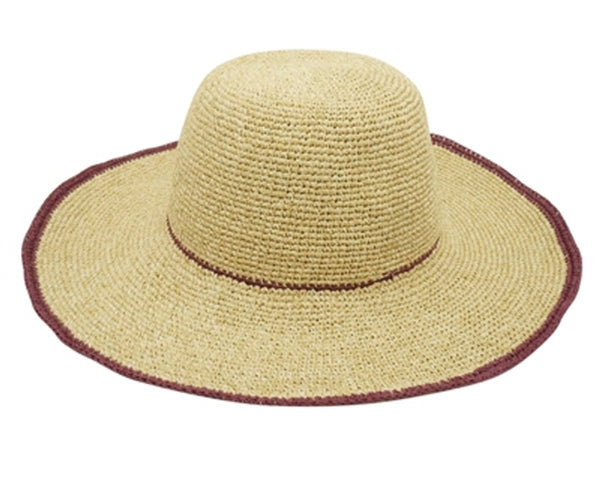 A313-FINE CROCHET SUN HAT W/ COLOR EDGE