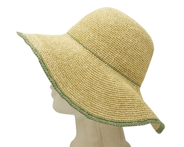 A313-FINE CROCHET SUN HAT W/ COLOR EDGE