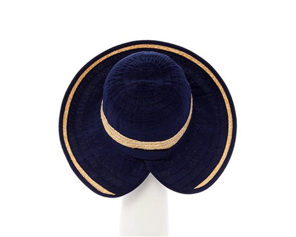 A419-PACKABLE RIBBON-STRAW SUN HAT