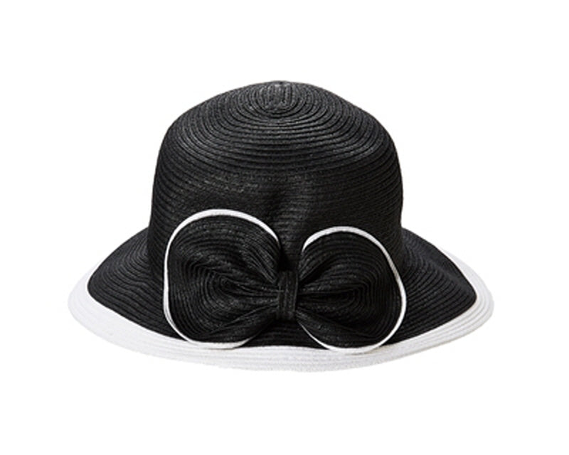 A640-LAMPSHADE HAT W/ CONTRAST BOW