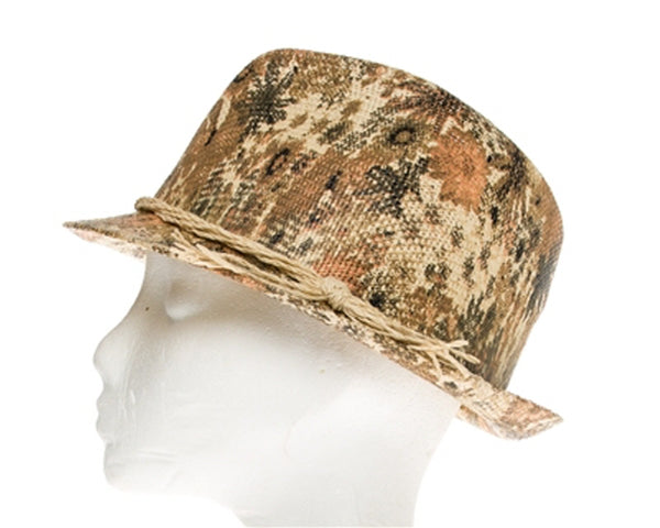 A622-FLORAL PRINT STRAW FEDORA