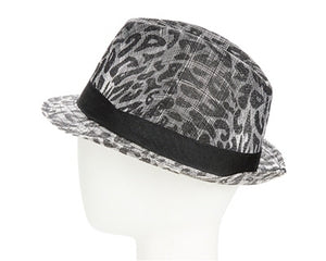 A587-SINAMAY FEDORA HAT WITH ANIMAL PRINT