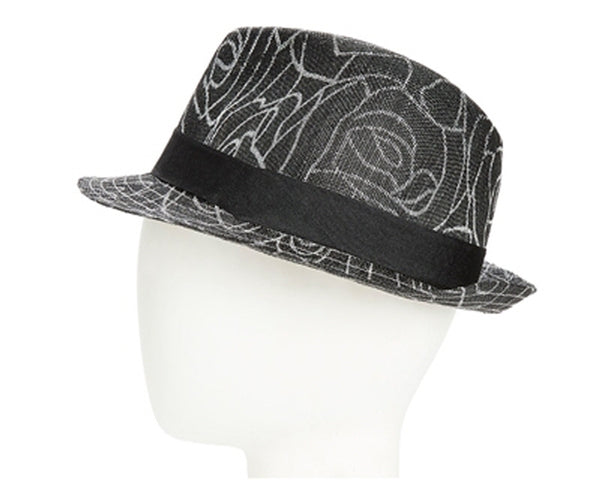 A586-SINAMAY FEDORA HAT WITH ROSE PRINT