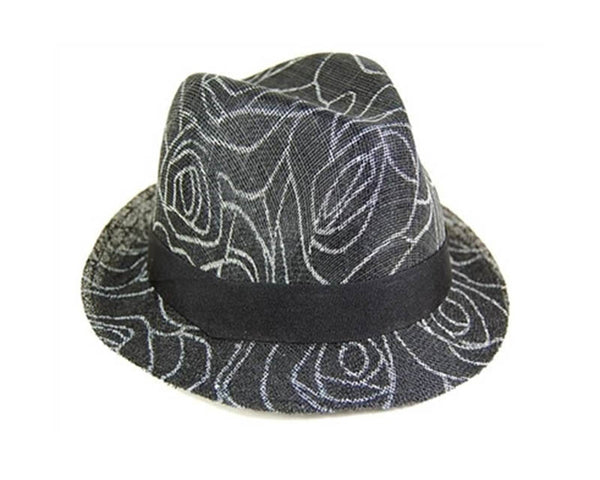 A586-SINAMAY FEDORA HAT WITH ROSE PRINT