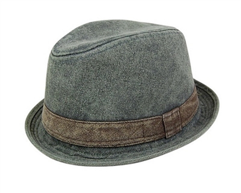 A609- STONEWASHED DENIM FEDORA