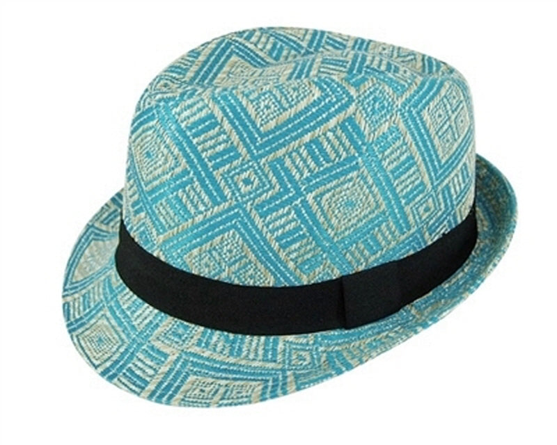 A581- 2 TONE FEDORA WITH GEO PATTERN