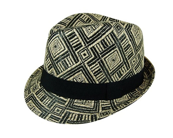 A581- 2 TONE FEDORA WITH GEO PATTERN