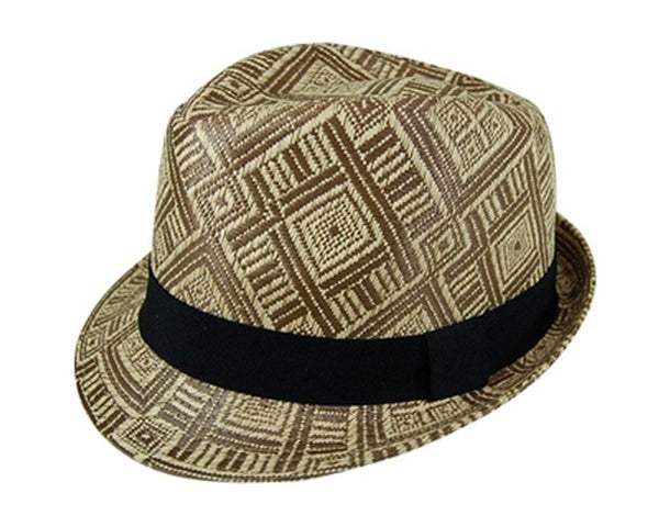 A581- 2 TONE FEDORA WITH GEO PATTERN