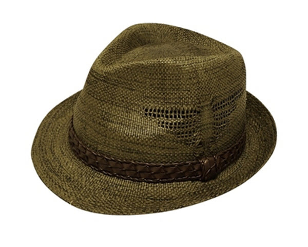 A554-WOVEN STRAW FEDORA WITH CUTOUTS