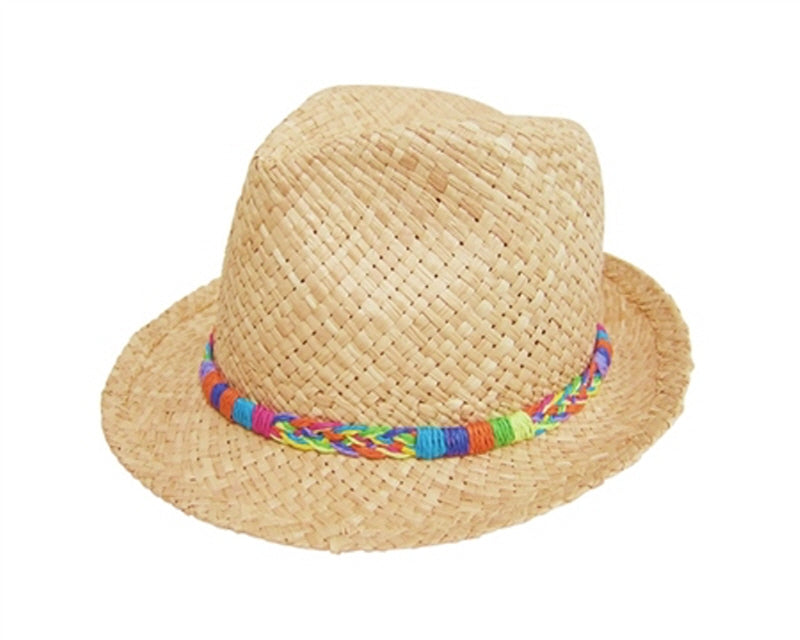 A614-HANDWOVEN RAFFIA STRAW WOMENS FEDORA HAT