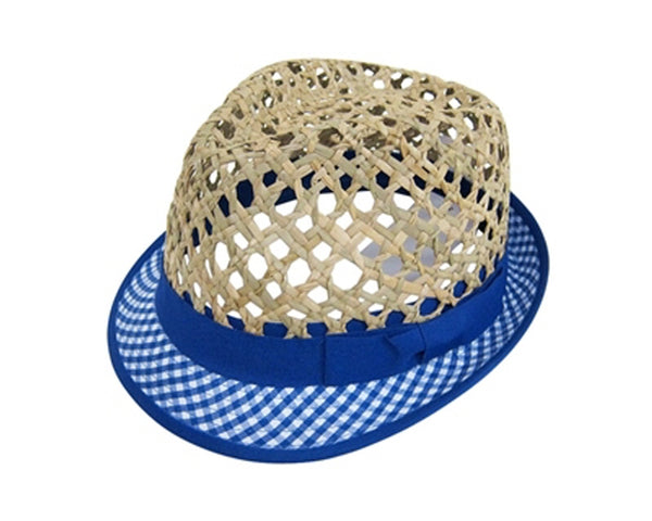 A591-OPEN WEAVE FEDORA WITH FABRIC BRIM